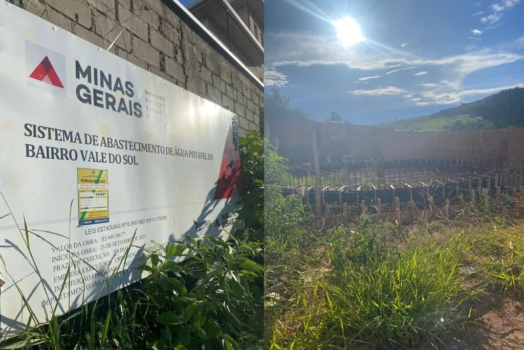 Obra do reservatório de água no bairro Vale do Sol está abandonada há pelo menos 6 meses